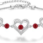 CDE Forever Love Heart Bracelet 925 Sterling Silver with Birthstone Zirconia, Anniversary Mother's Day Birthday Jewelry Gifts for Women Wife Her